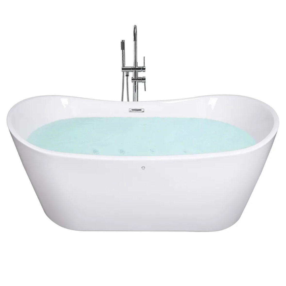 Freistehende Badewanne 180cm Acryl Oval Weiß Doppelseitig