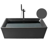 Freistehende Badewanne 170 cm Mattschwarz Acryl Rechteckig 280L
