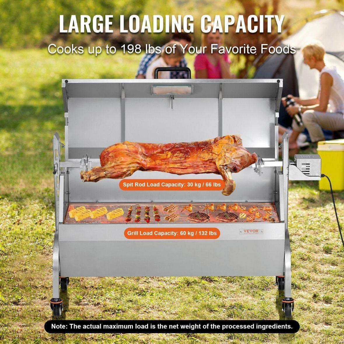 Elektrischer Spanferkelgrill aus Edelstahl mit 52W Motor