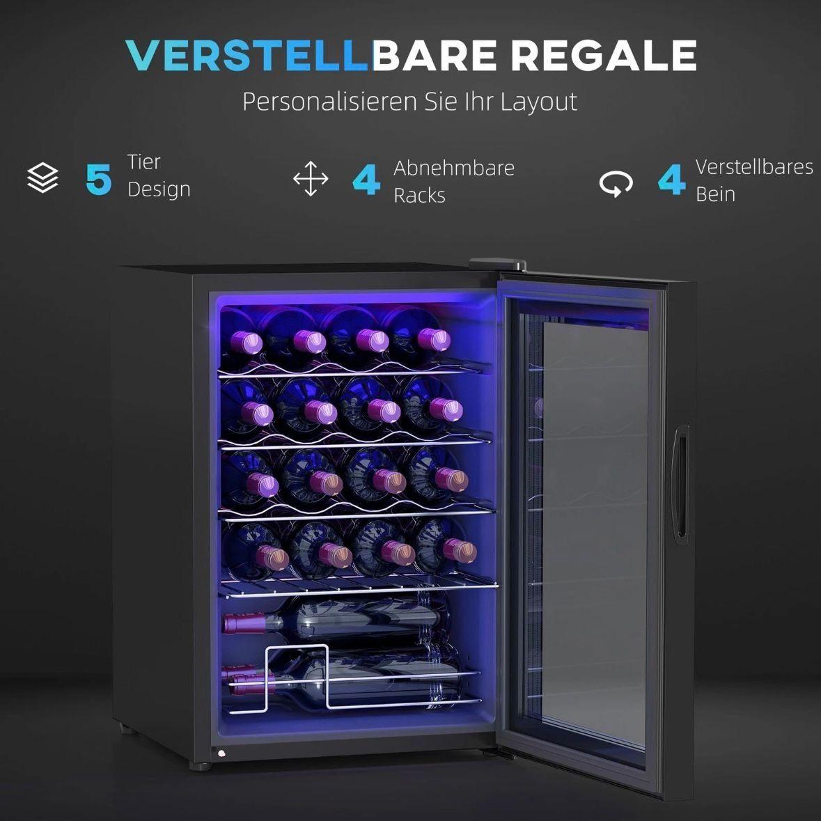 Weinkühlschrank 20 Flaschen 53L 5–18°C LED