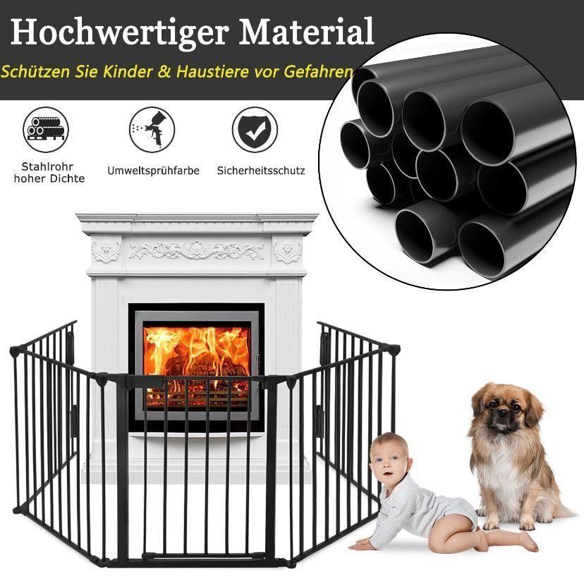 5tlg Kaminschutzgitter mit Tür Sicherheitsgitter Kamin Ofenschutz