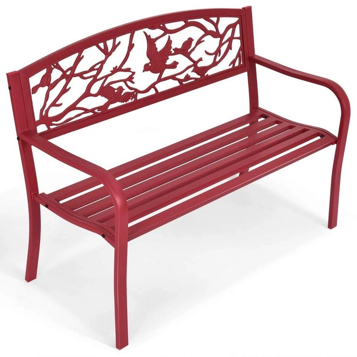 Gartenbank Metall Parkbank Rot Sitzbank Terrasse Balkon