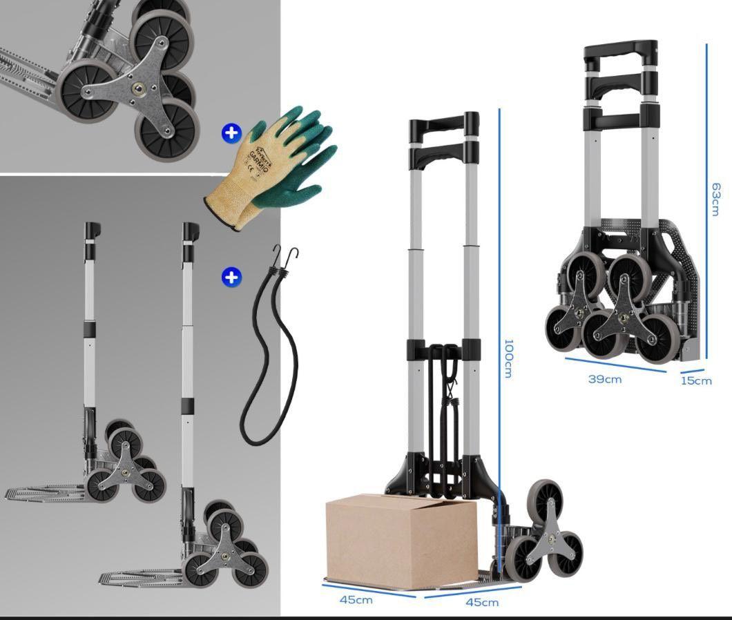 Sackkarre aus Aluminium mit Treppenrädern leicht & belastbar
