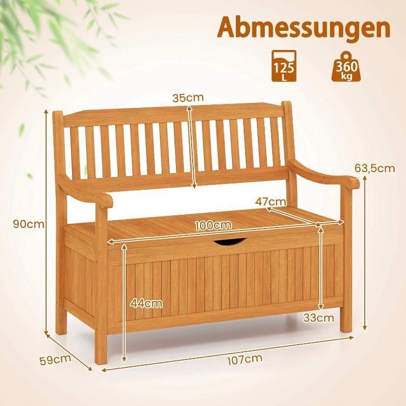 Gartenbank Holz Stauraum Akazie Sitzbank Truhe