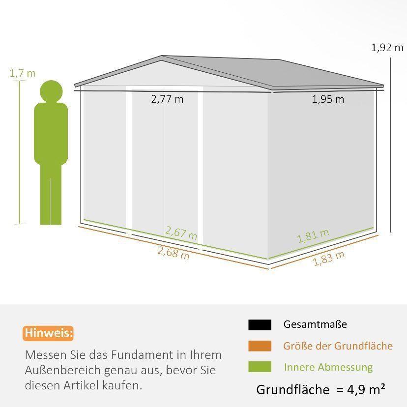 Gerätehaus Metall 4,9 m² Gartenhaus Stahl Geräte Schuppen