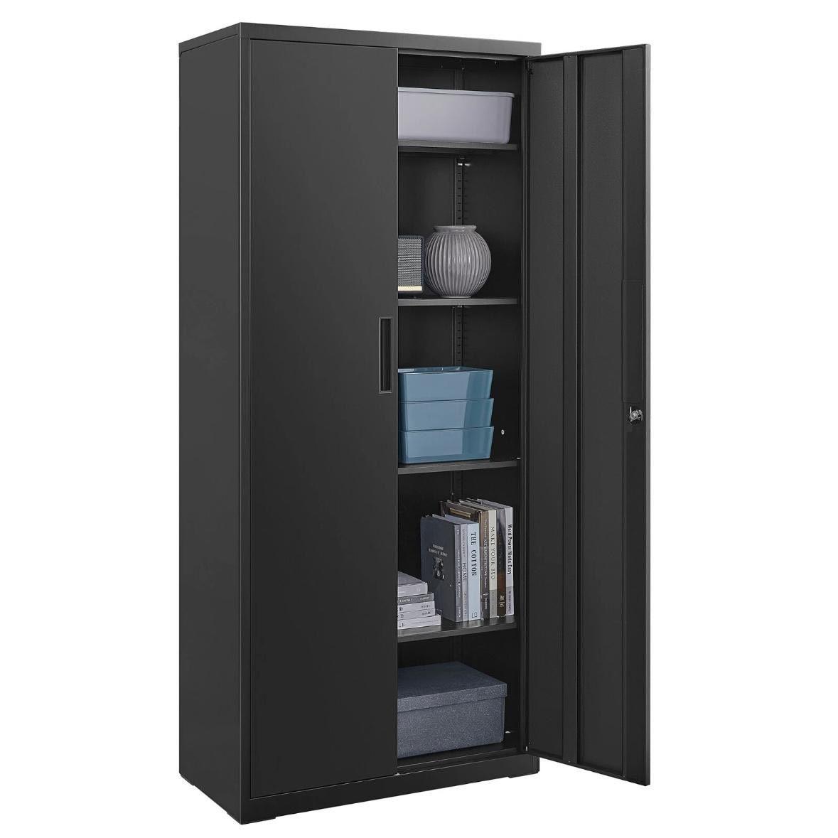 2er Set Aktenschrank abschließbar 4 verstellbaren Einlegeböden 180 cm
