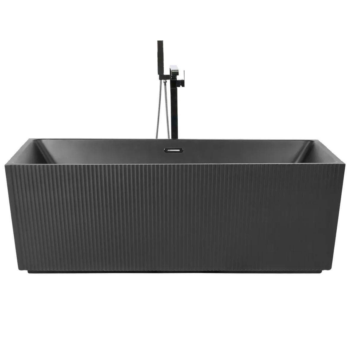 Freistehende Badewanne 170 cm Mattschwarz Acryl Rechteckig 280L