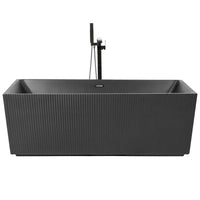 Freistehende Badewanne 170 cm Mattschwarz Acryl Rechteckig 280L