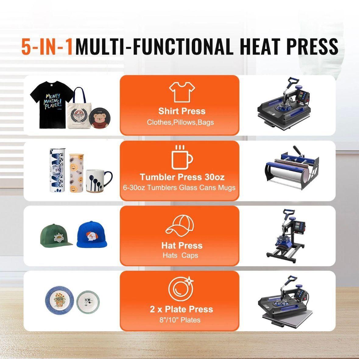 8in1 Heißpresse Multifunktionale Transferpresse