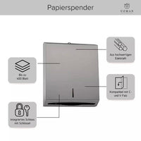 Papierhandtuchspender Edelstahl für 400Blatt abschließbar & hygienisch