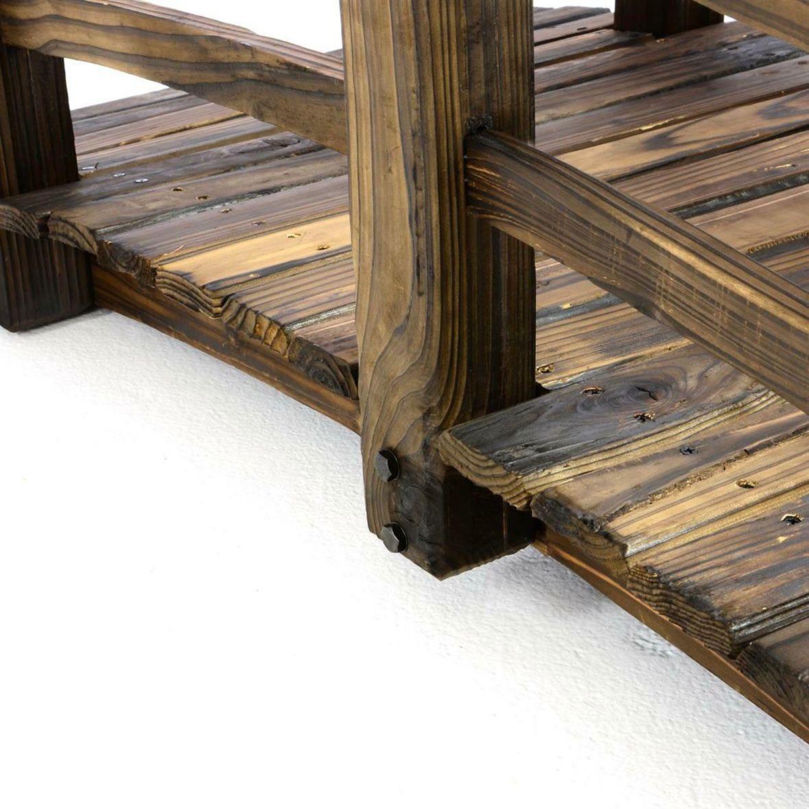 XXL Holzbrücke 150cm Dekobrücke aus massivem Nadelholz mit Handlauf
