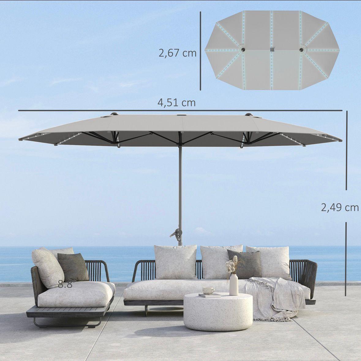 Doppelsonnenschirm Solar LED 4,5m Gartenschirm