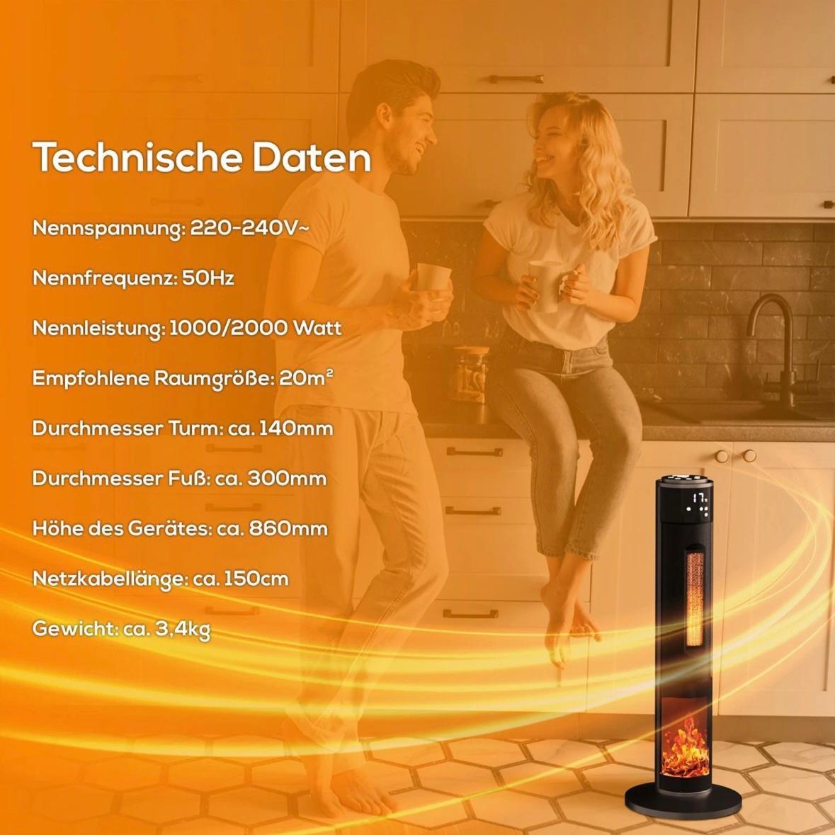 Turm-Keramik-Heizlüfter 2000W