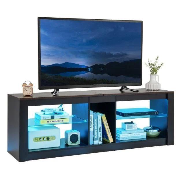 TV Schrank Kommode Glasregale LED