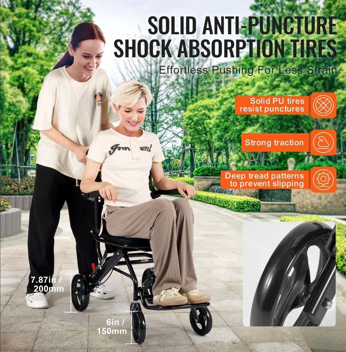 Leichter faltbarer Rollstuhl mit One-Touch-Faltsystem bis 100kg
