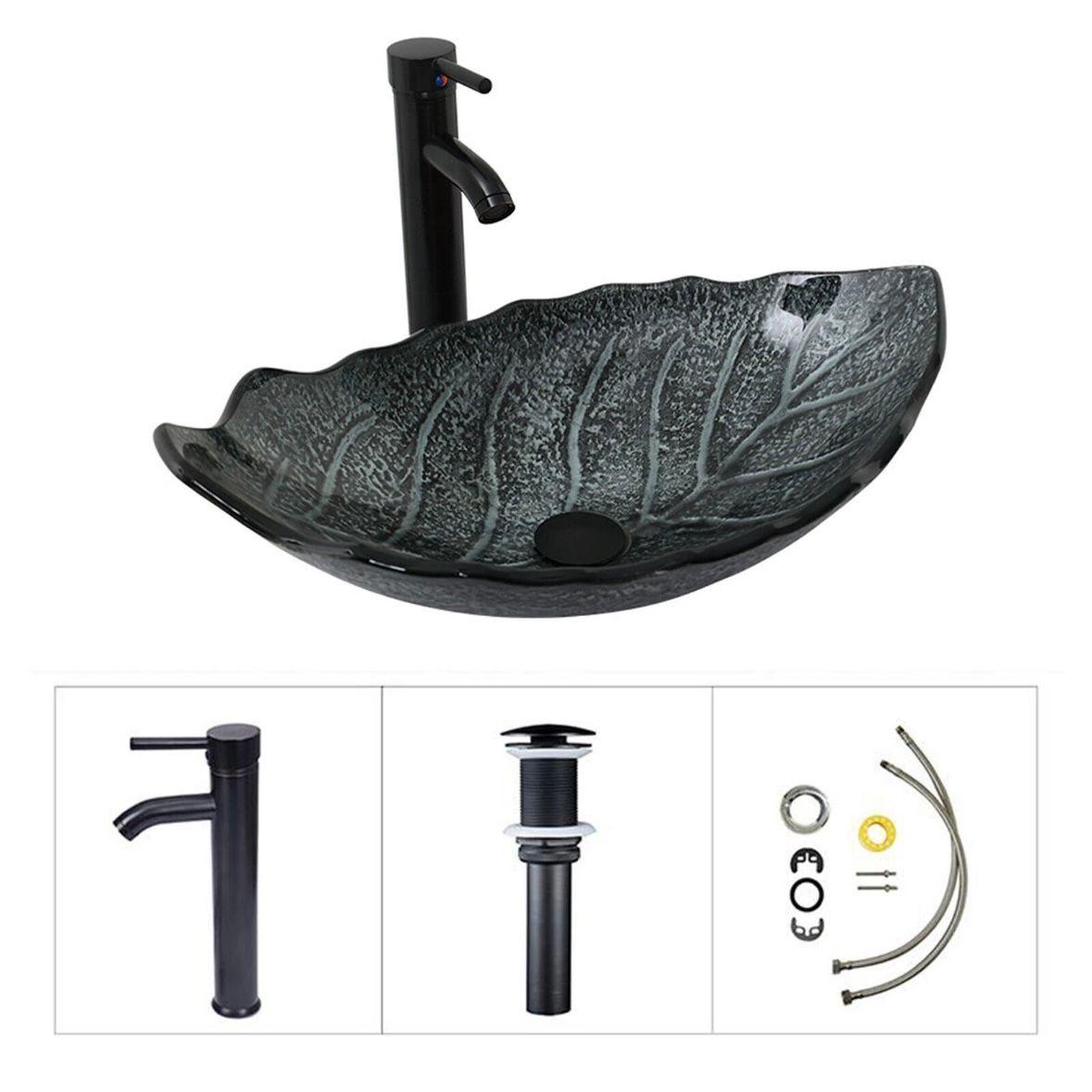 Glaswaschbecken Aufsatzwaschbecken Set Wasserhahn Glasbecken modern