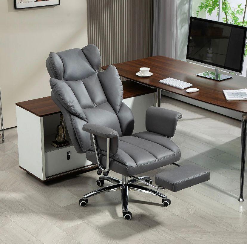 Ergonomischer Bürostuhl mit Liegefunktion Fußstütze & Mikrofaserbezug