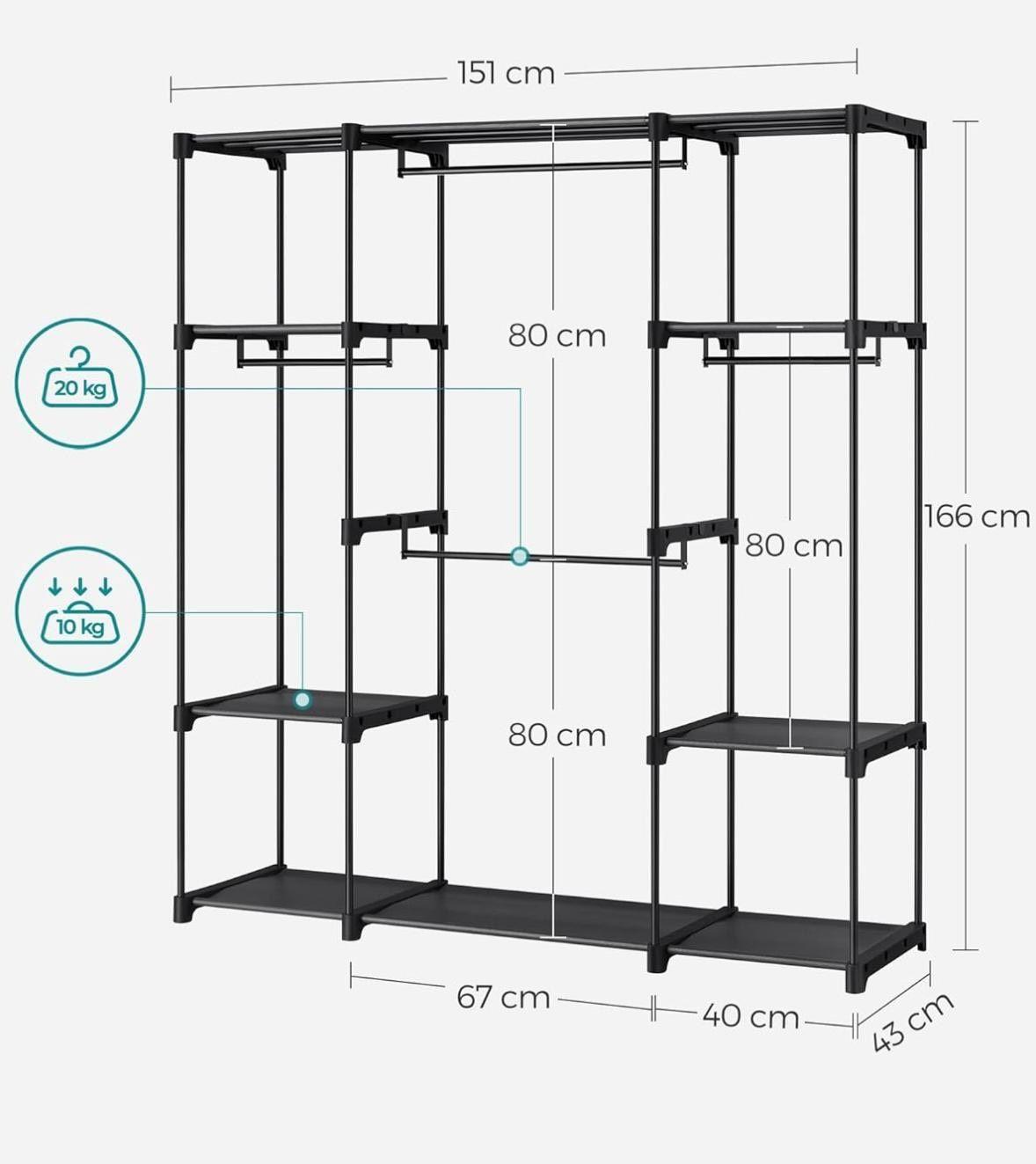 Kleiderschrank/Kleiderständer mit 4 Fächern platzsparend & modern