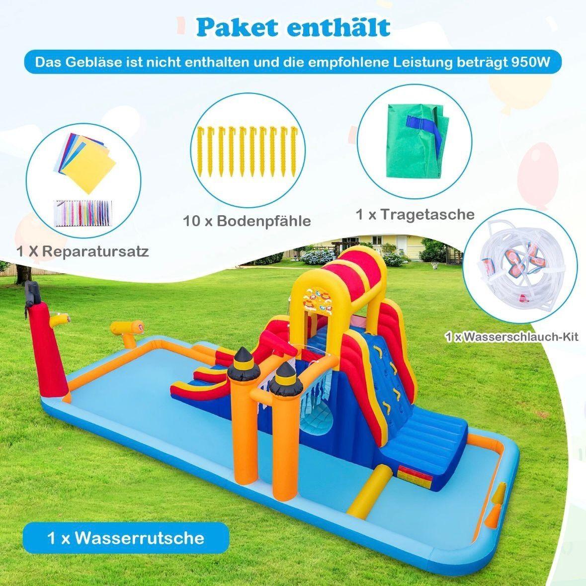 Wasserpark Kinder Hüpfburg mit Rutsche & Kletterwand