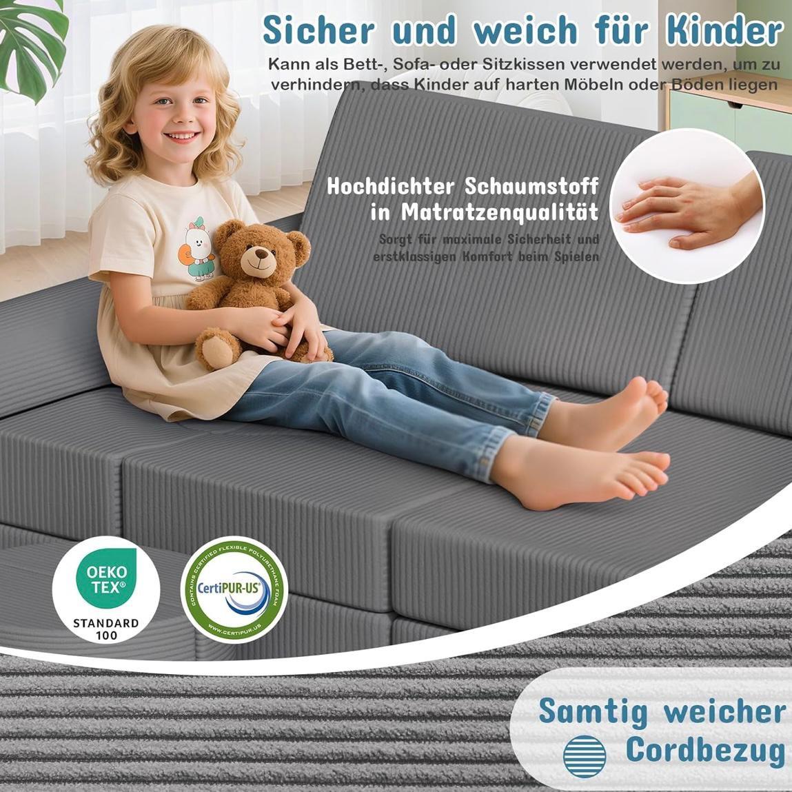 15tlg Modulares Kinderspielsofa Kreative Spielcouch Cord