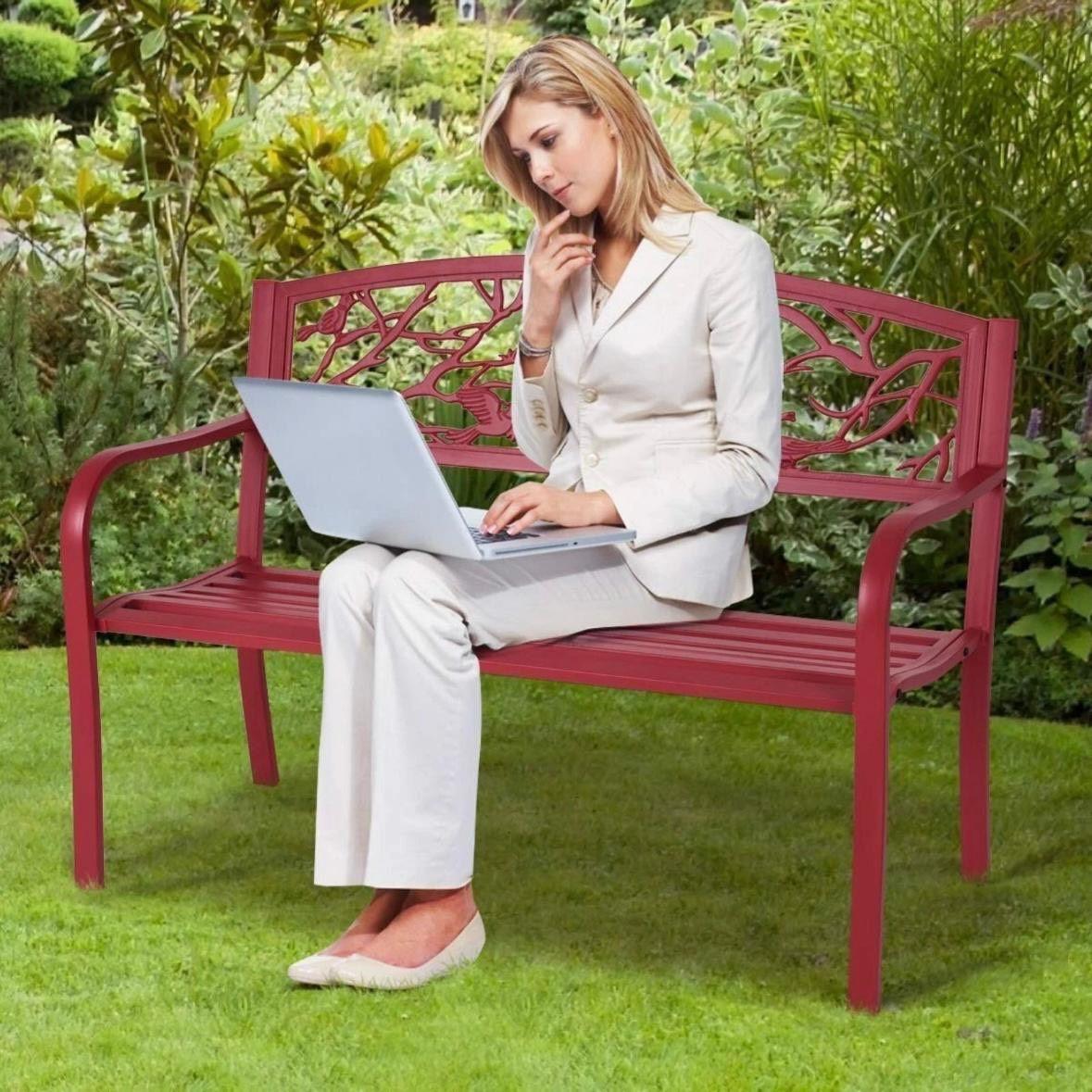 Gartenbank Metall Parkbank Rot Sitzbank Terrasse Balkon
