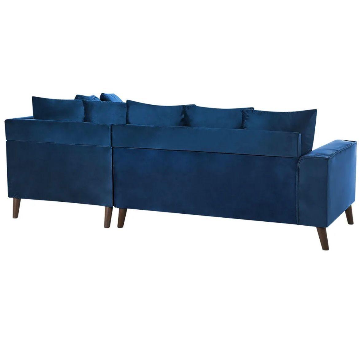 Ecksofa Samt 3 Sitzer Marineblau
