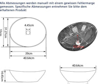 Aufsatzwaschbecken Keramik Grau Streifen Ovales Waschbecken
