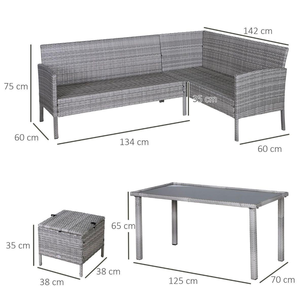 5tlg Polyrattan Gartenmöbel Set Lounge Tisch Hocker