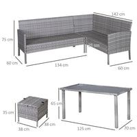 5tlg Polyrattan Gartenmöbel Set Lounge Tisch Hocker
