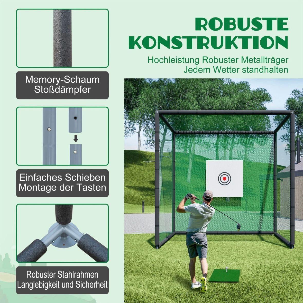Golf Übungsnetz 3×3x3m Trainingskäfig mit Zieltuch