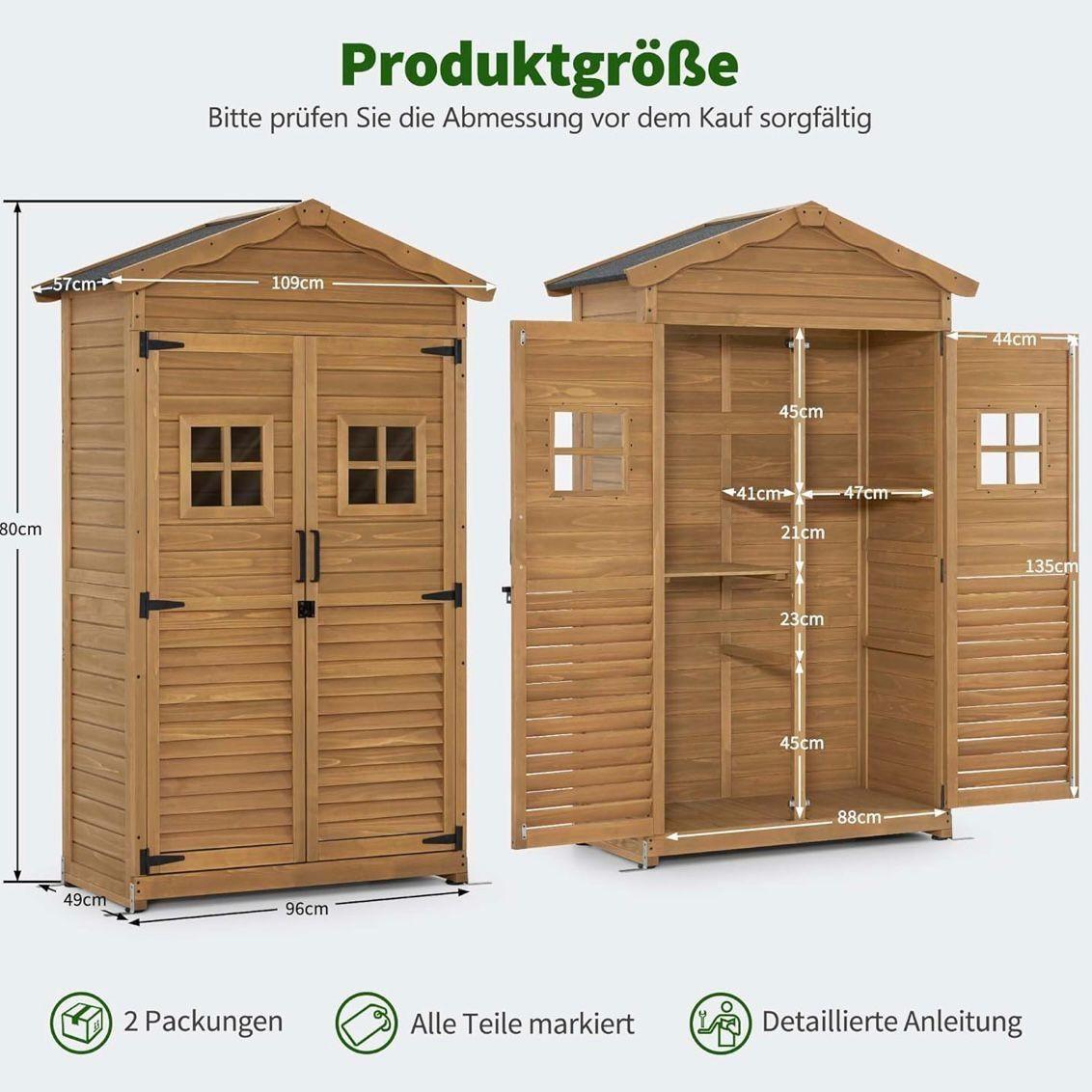 Gartenschrank Geräteschrank Holz Outdoor Geräteschuppen Garten