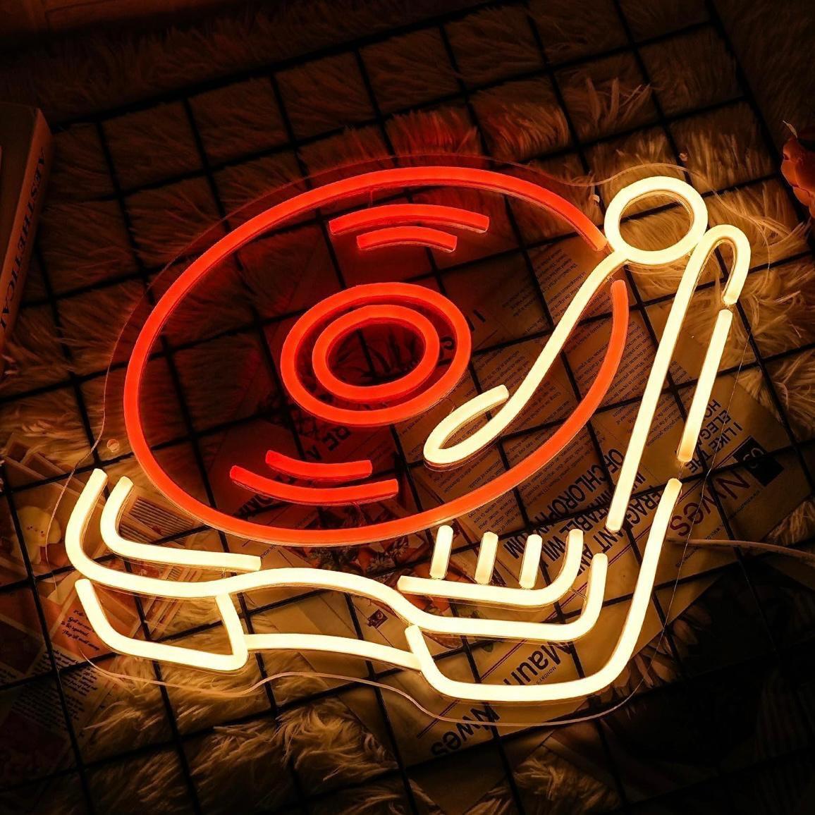 LED Neon Schild Schallplatten