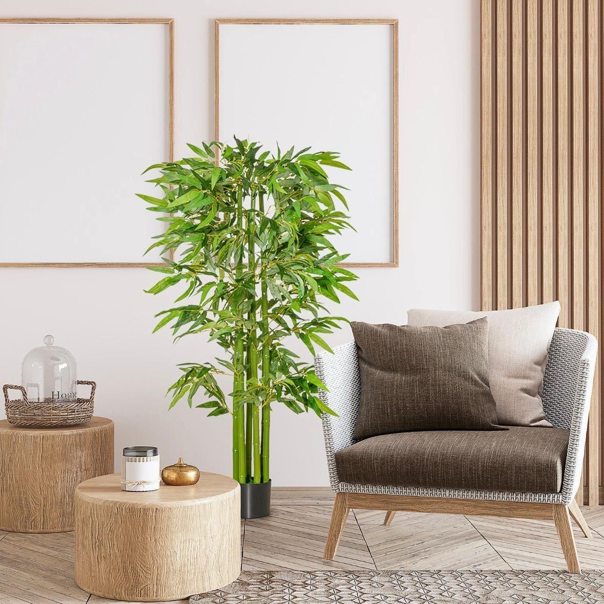 Künstlicher Bambusbaum 160cm Kunstpflanze Deko Topf