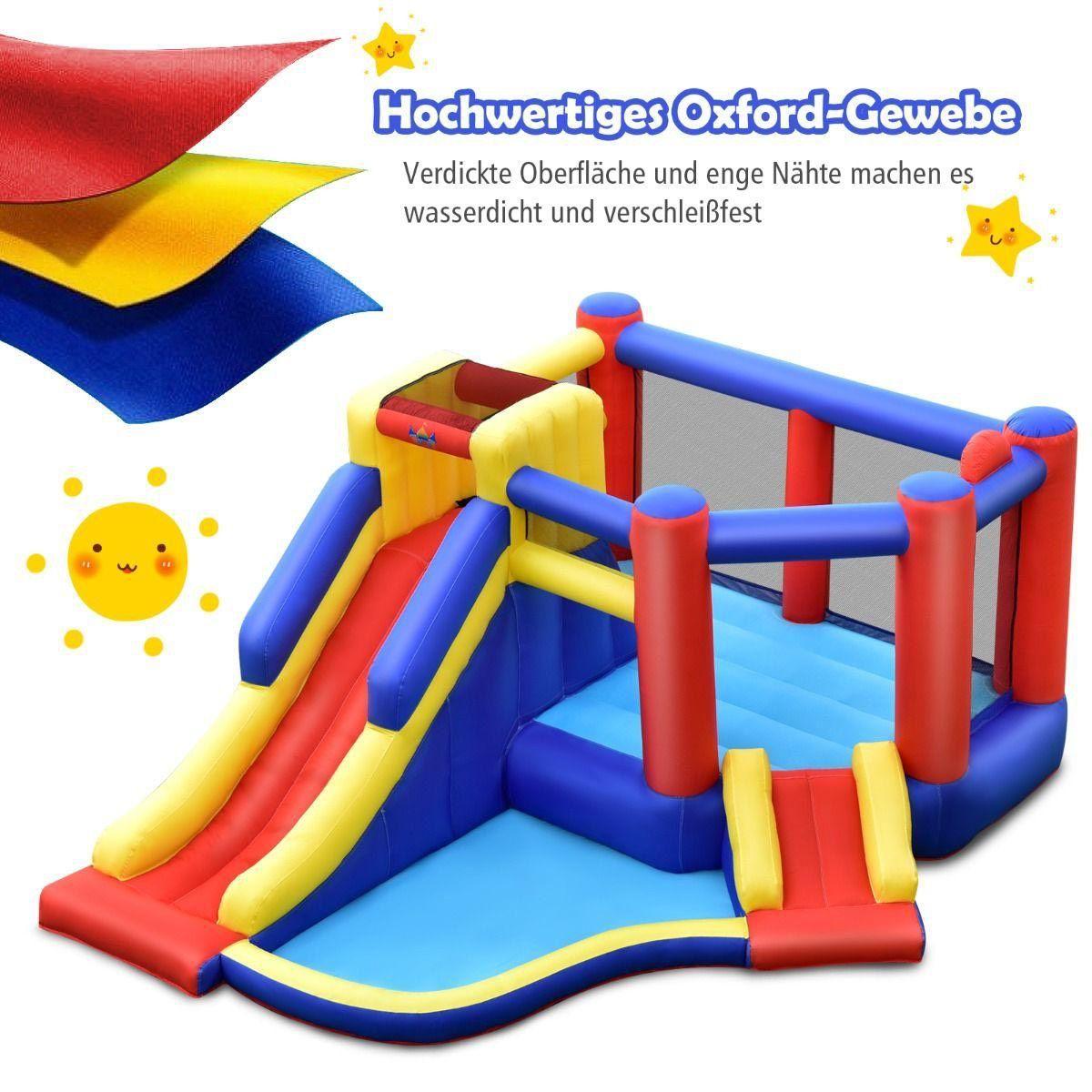 Aufblasbare Hüpfburg mit Rutsche & Kletterwand – Kinder Spielburg Garten 383 cm