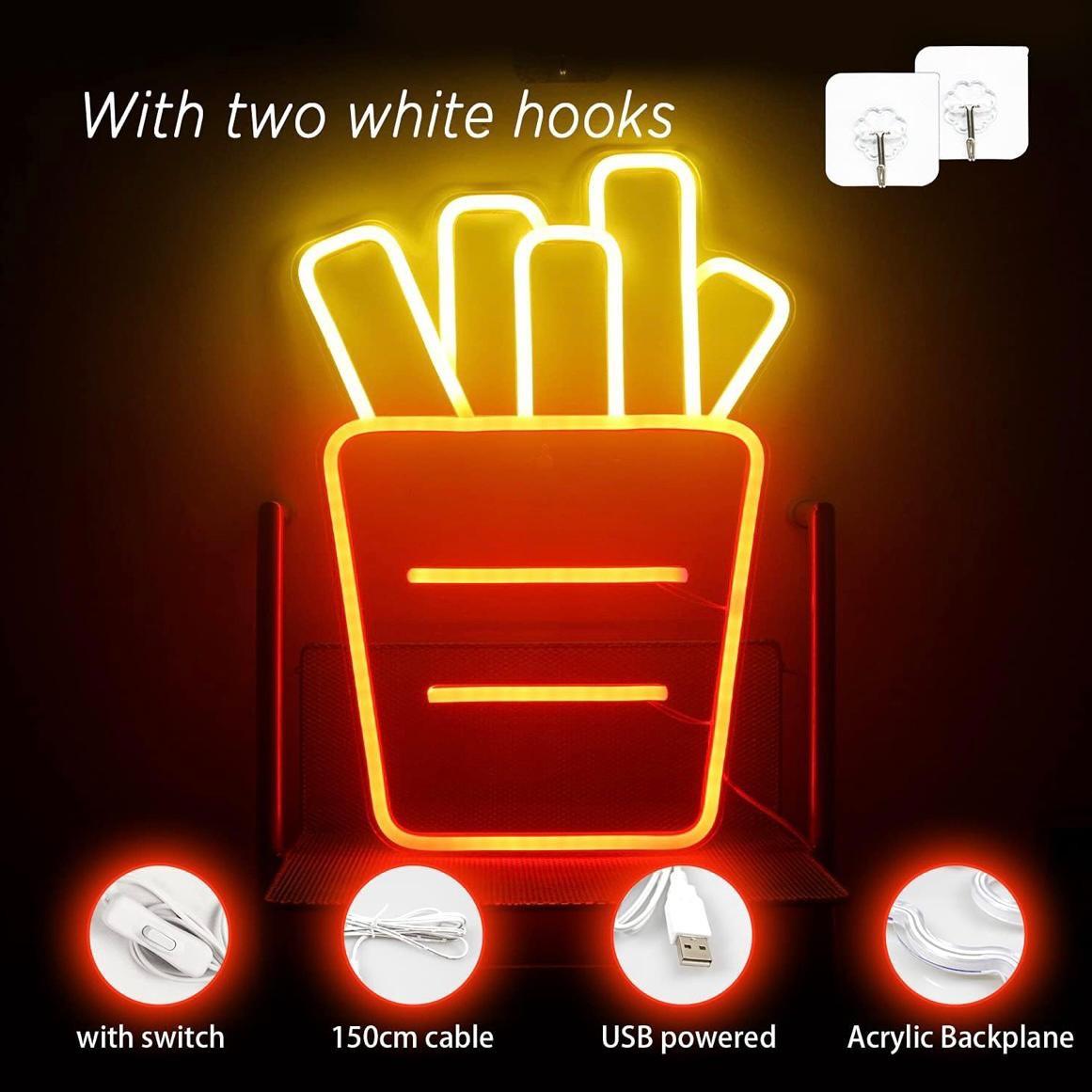 LED Neon Schild Pommes
