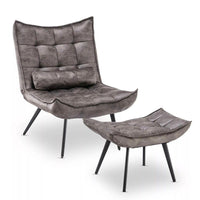 Relaxsessel mit Hocker grau Fernsehsessel Loungesessel Retro