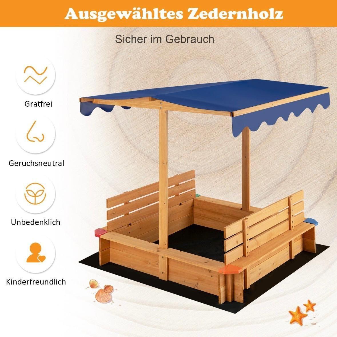 Sandkasten aus Zedernholz mit Dach & Sitzbänken