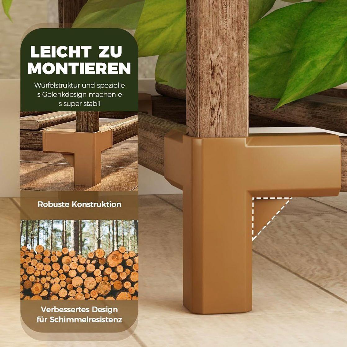Pflanzenständer Holz 4 Ebenen Blumenregal Pflanzenregal Hängefunktion