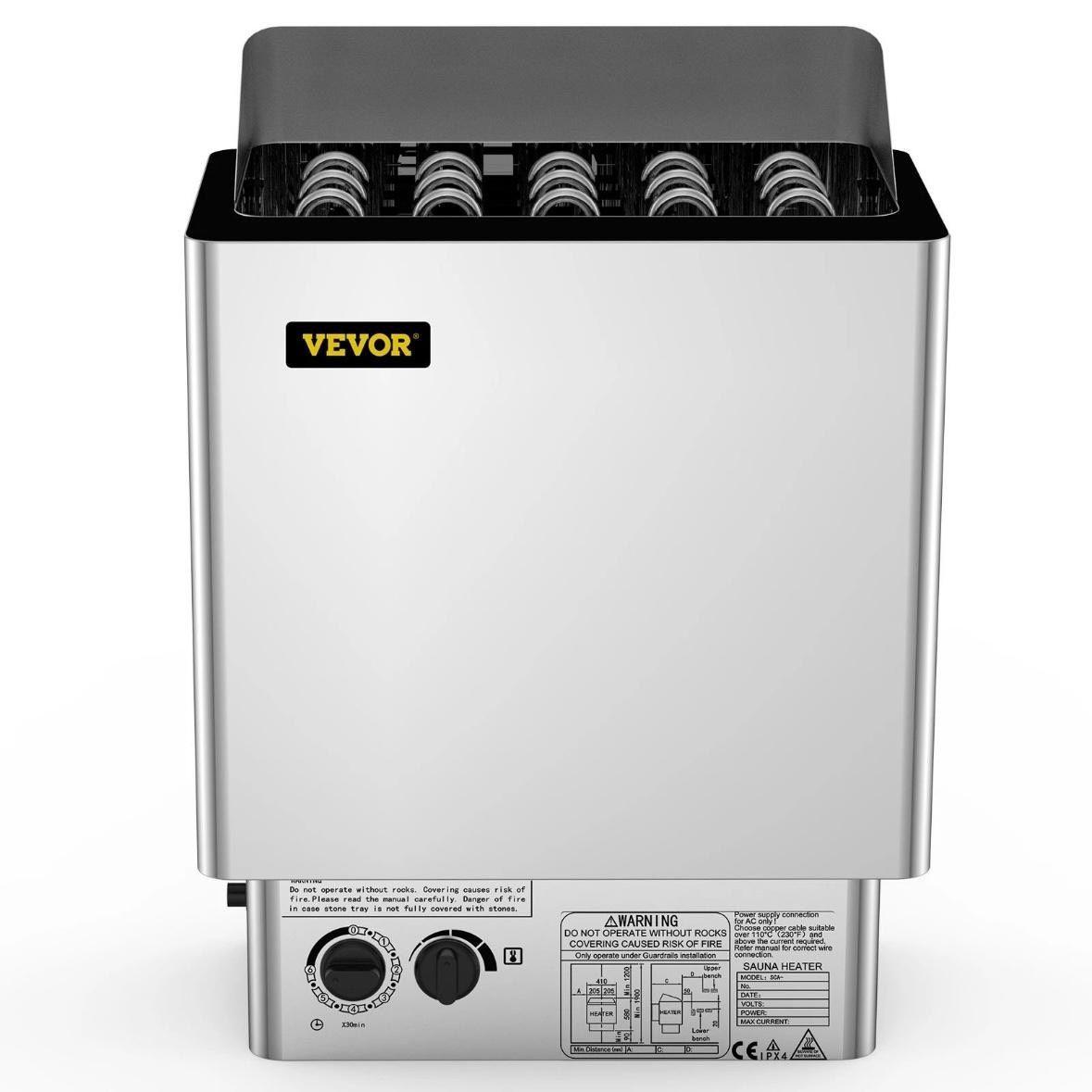 9kW Saunaofen Edelstahl für Trocken- & Feuchtsauna mit Timer
