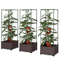 Hochbeet mit Rankgitter 3er Set Pflanzkasten Balkon Garten