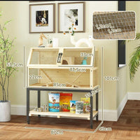 Hamsterkäfig Holz 2 Ebenen Kleintierkäfig Bewegbar Zubehör
