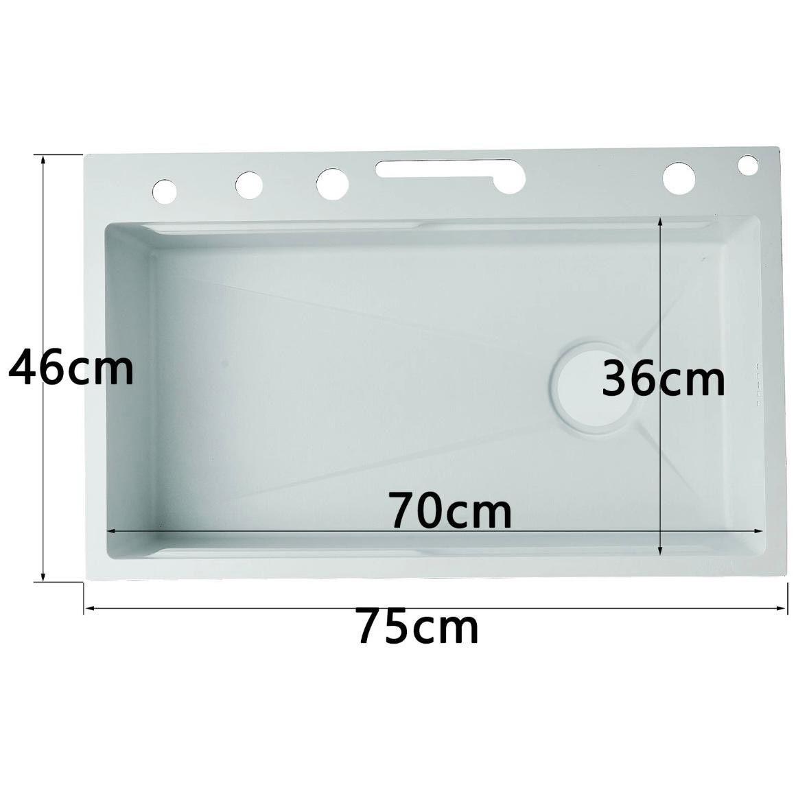 Edelstahl Küchenspüle Weiß mit LED & Wasserfall-Armatur