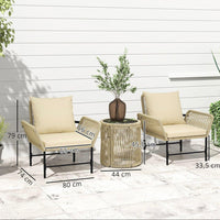 Gartenmöbel Set 3-tlg Balkon Sitzgruppe Rattan