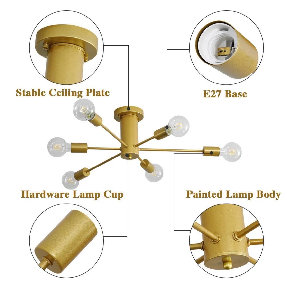 Moderne Deckenleuchte im Mid-Century-Design – Gold