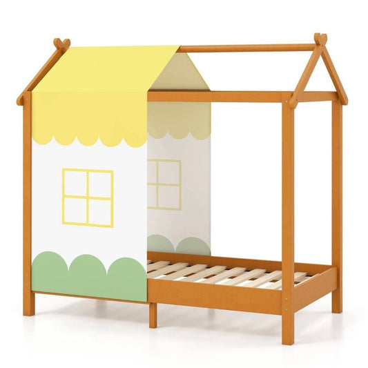 Hausbett Kinder 140×70cm mit Betthimmel Kinderbett