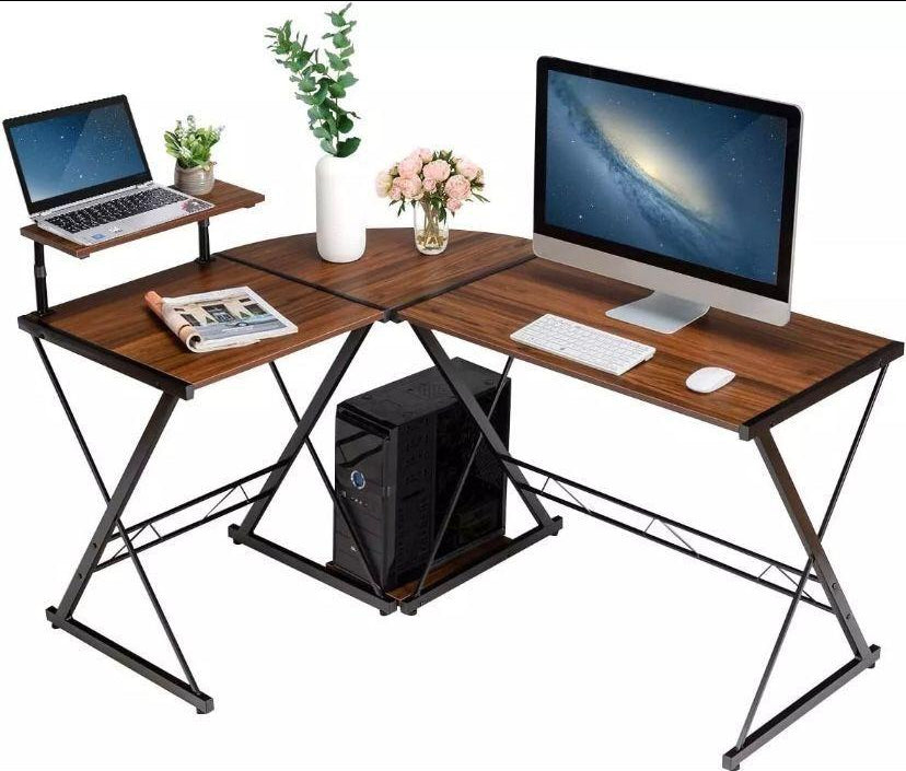 Schreibtisch L Form Eckschreibtisch Computertisch Monitorständer