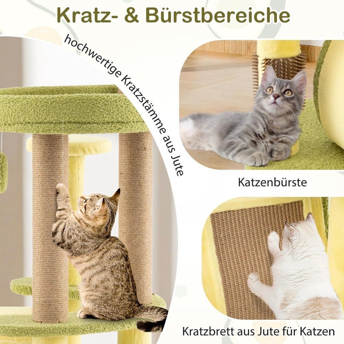 Mehrstöckiger Kratzbaum mit Katzenhaus & Avocado-Plattform