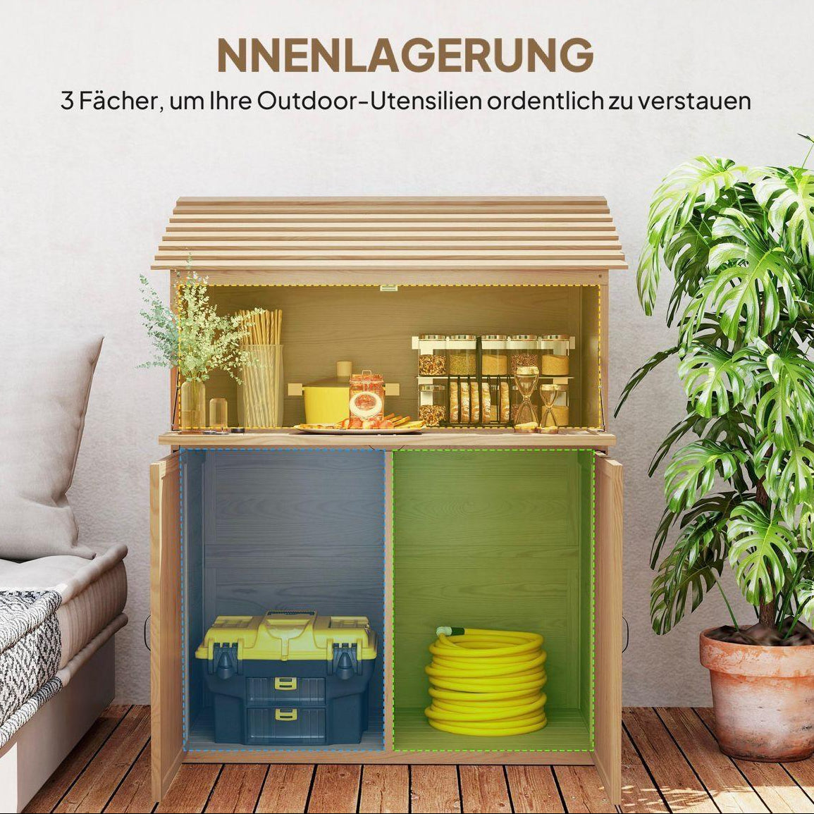 Gartenschrank Holz Outdoor Schrank mit Klapptisch Gartenbar