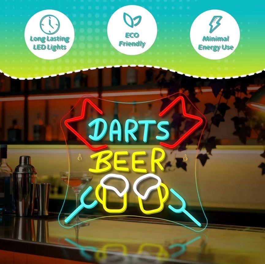 LED Neon Schild Darts & Bier