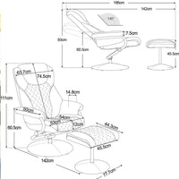 Moderner Relaxsessel mit Hocker drehbar & verstellbar